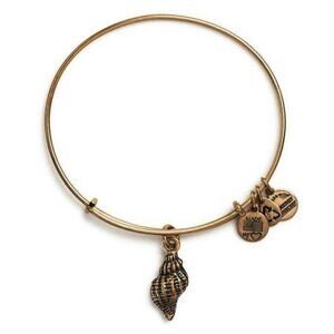 Alex and Ani Conch Shell Charm Bangle Bracelet Rafaelian Gold Finish